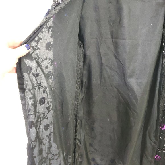 Estate Vintage Silk Patchouli Beaded Jacket - Picture 7 of 8